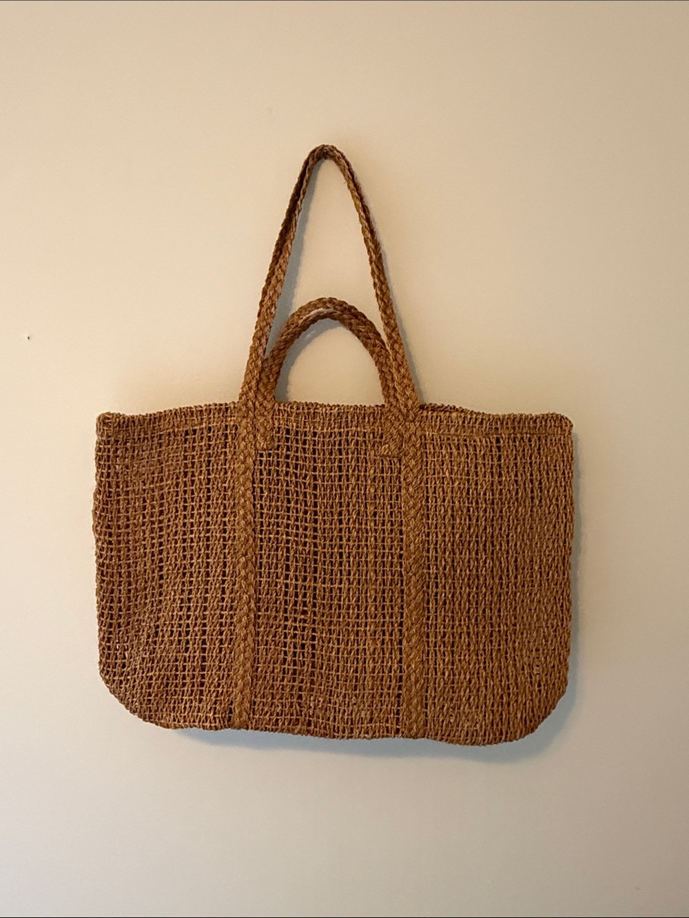 NWT Madewell Woven Straw Tote Bag in Natural Brown - Picture 3 of 4